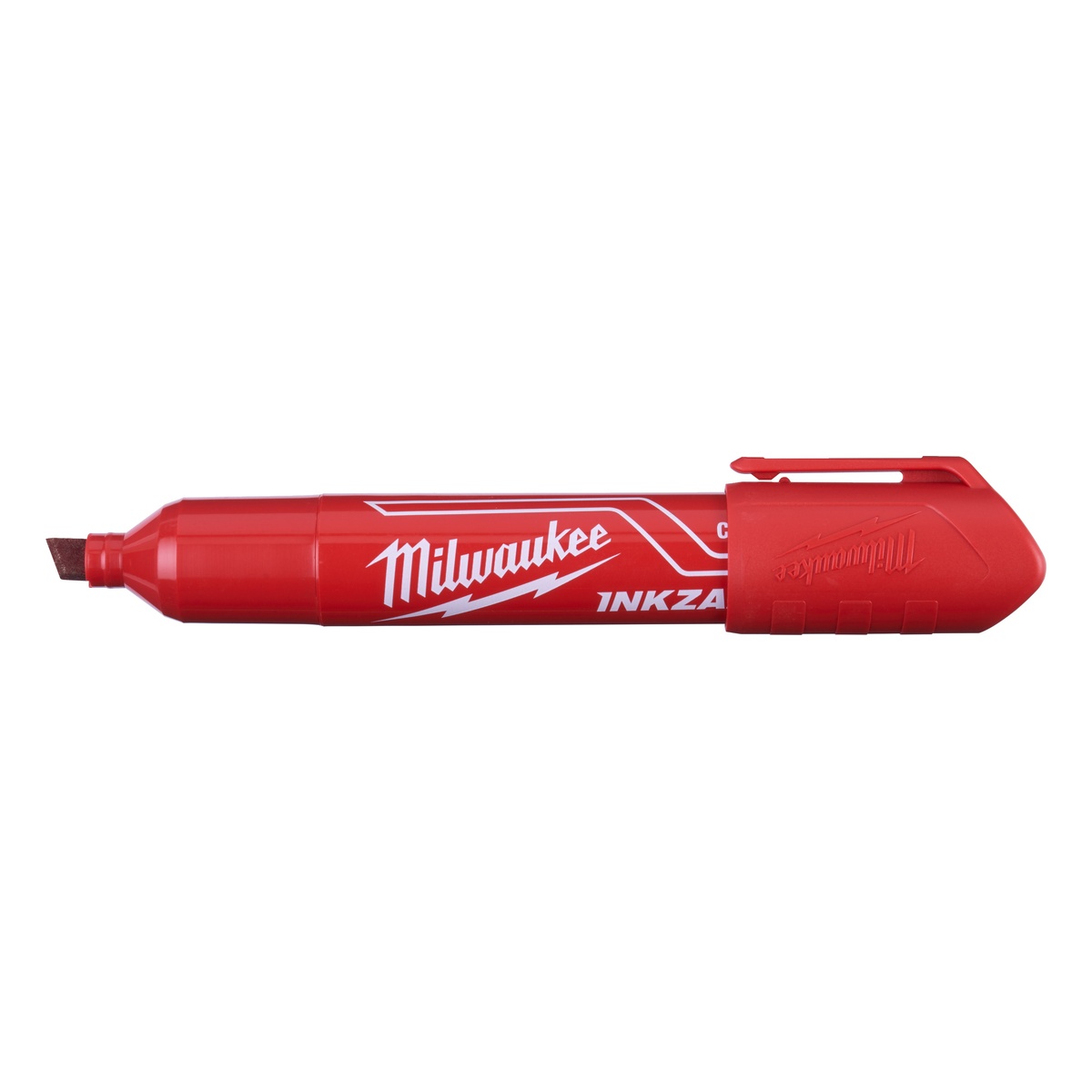Milwaukee INKZALL Permanentmarker mit Keilspitze Größe L, rot, Strichbreite 6,2 mm