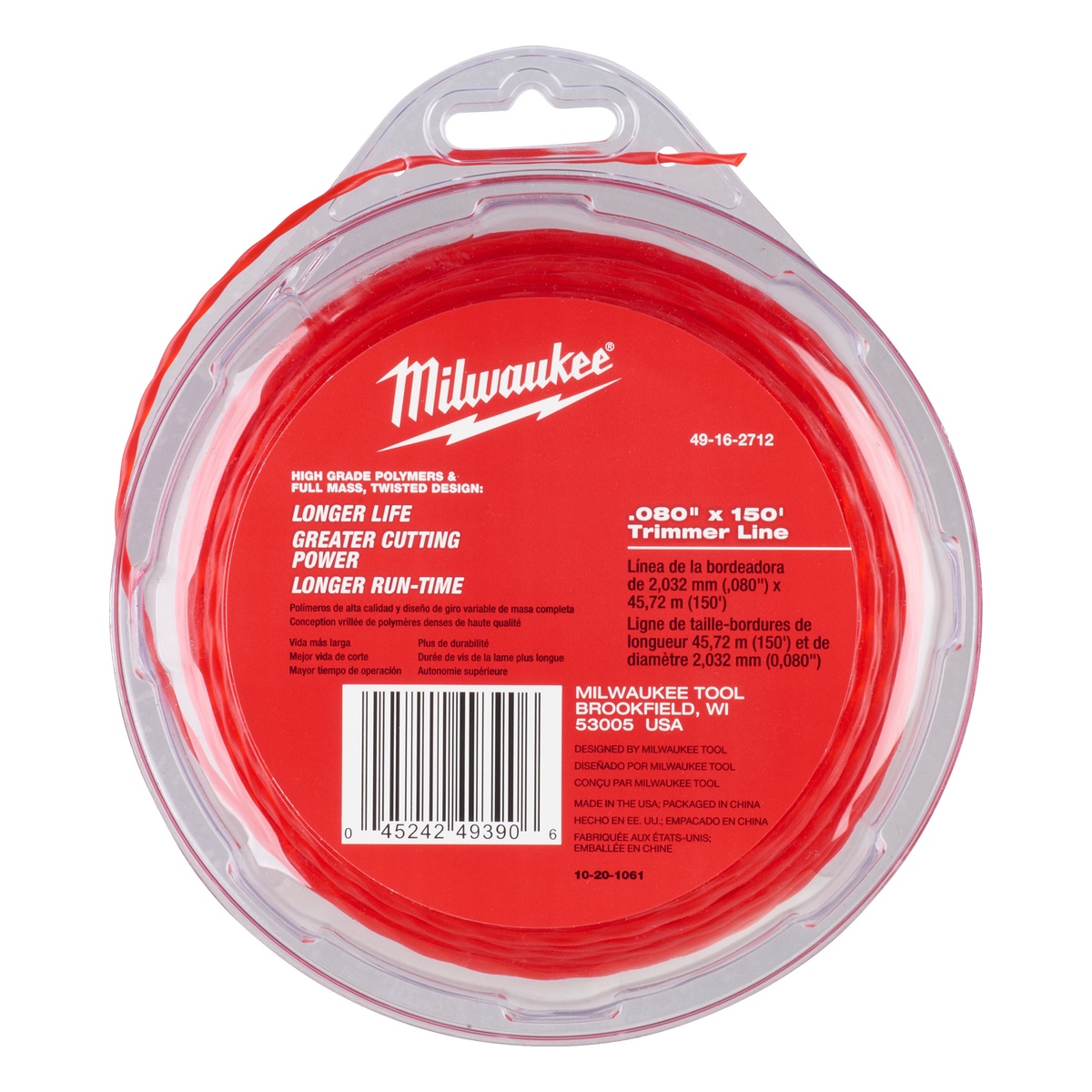 Milwaukee Schneidfaden 2,0 mm x 45 m, gedreht, für Rasentrimmer
