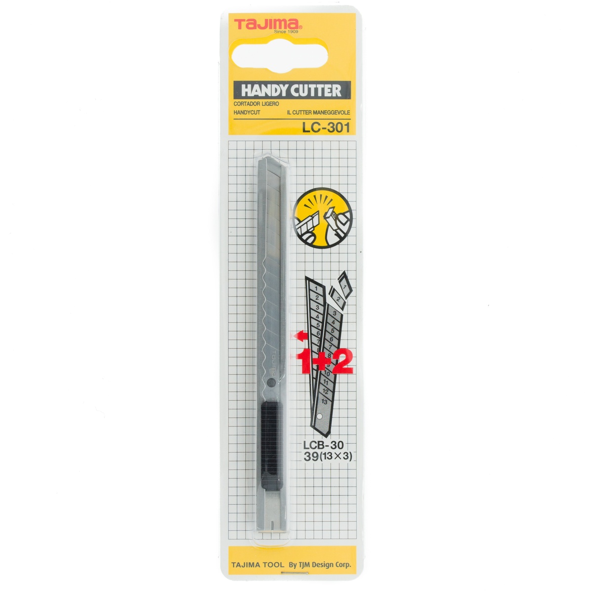 Tajima Lc Edelstahl Cutter 9 mm mit 3 Klingen Auto Lock - 1 Stk.