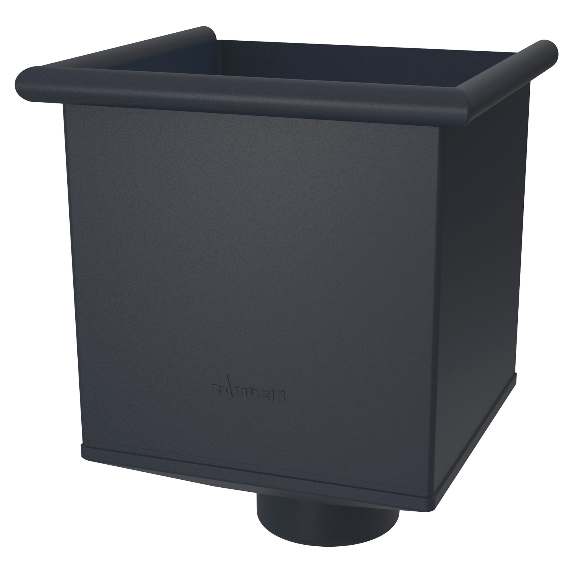 Zambelli Wasserfangkasten quadratisch Ø 100 mm, Anthrazit RAL 7016, COLORDUR, Ablauf exzentrisch - 1 Stk.