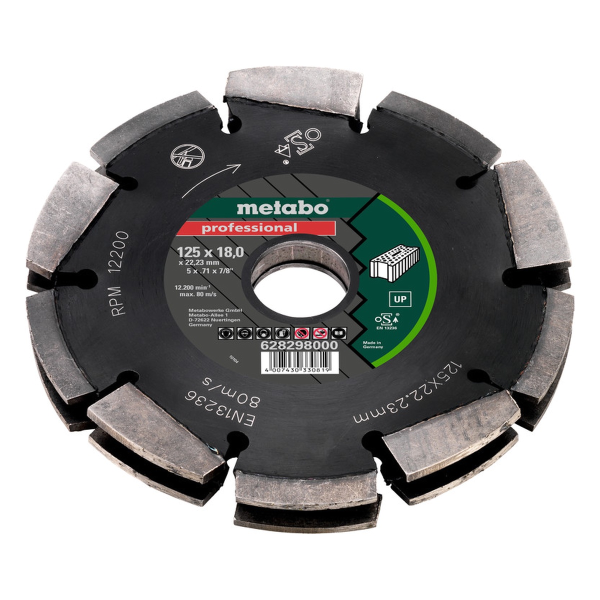 Metabo Diamantfrässcheibe Dia-FS2 125 x 22,23 mm, 2-reihig, professional UP, für Mauerschlitze
