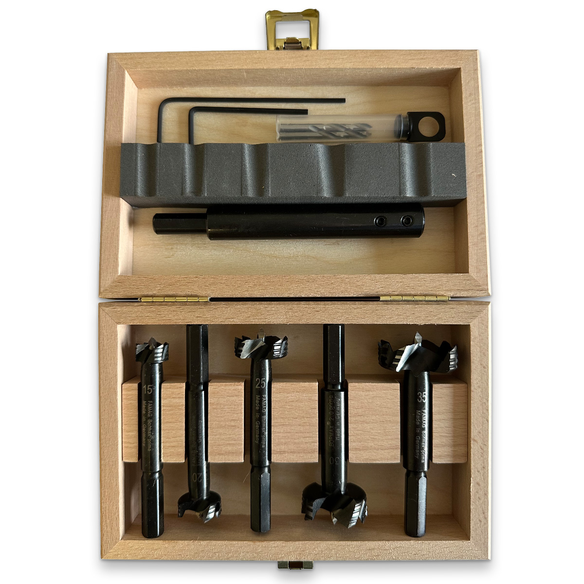 FAMAG Bormax WS prima Profi 15, 20, 25, 30, 35 mm inkl. Zentrierspitze, Vorbohrer 4 mm und Verlängerung FAMAG Bormax WS prima Profi 15, 20, 25, 30, 35 mm inkl. Zentrierspitze, Vorbohrer 4 mm und Verlängerung