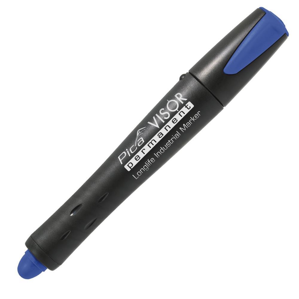 Pica Visor Permanent Marker 990, 10 mm, blau, nachfüllbarer Industriemarker mit Signierkreide