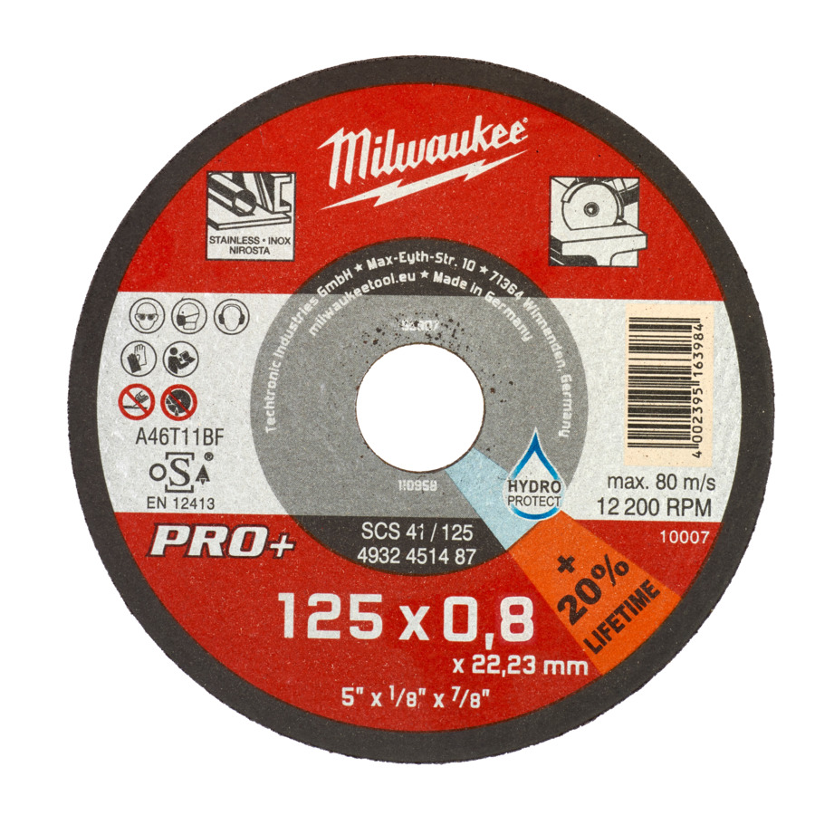 Milwaukee Metalltrennscheibe PRO+ INOX 125 mm SCS42 0,8 mm - 1 Stk. Milwaukee Metalltrennscheibe PRO+ INOX 125 mm SCS42 0,8 mm - 1 Stk.