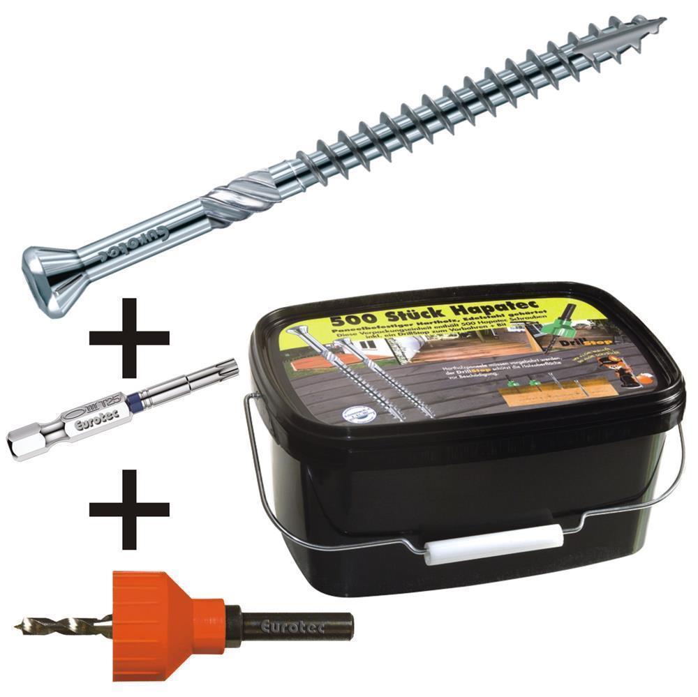 Eurotec Terrassenschrauben Hapatec Eimer 5,0 mm TX25 60 mm, 500 Stk. Eurotec Terrassenschrauben Hapatec Eimer 5,0 mm TX25 60 mm, 500 Stk.