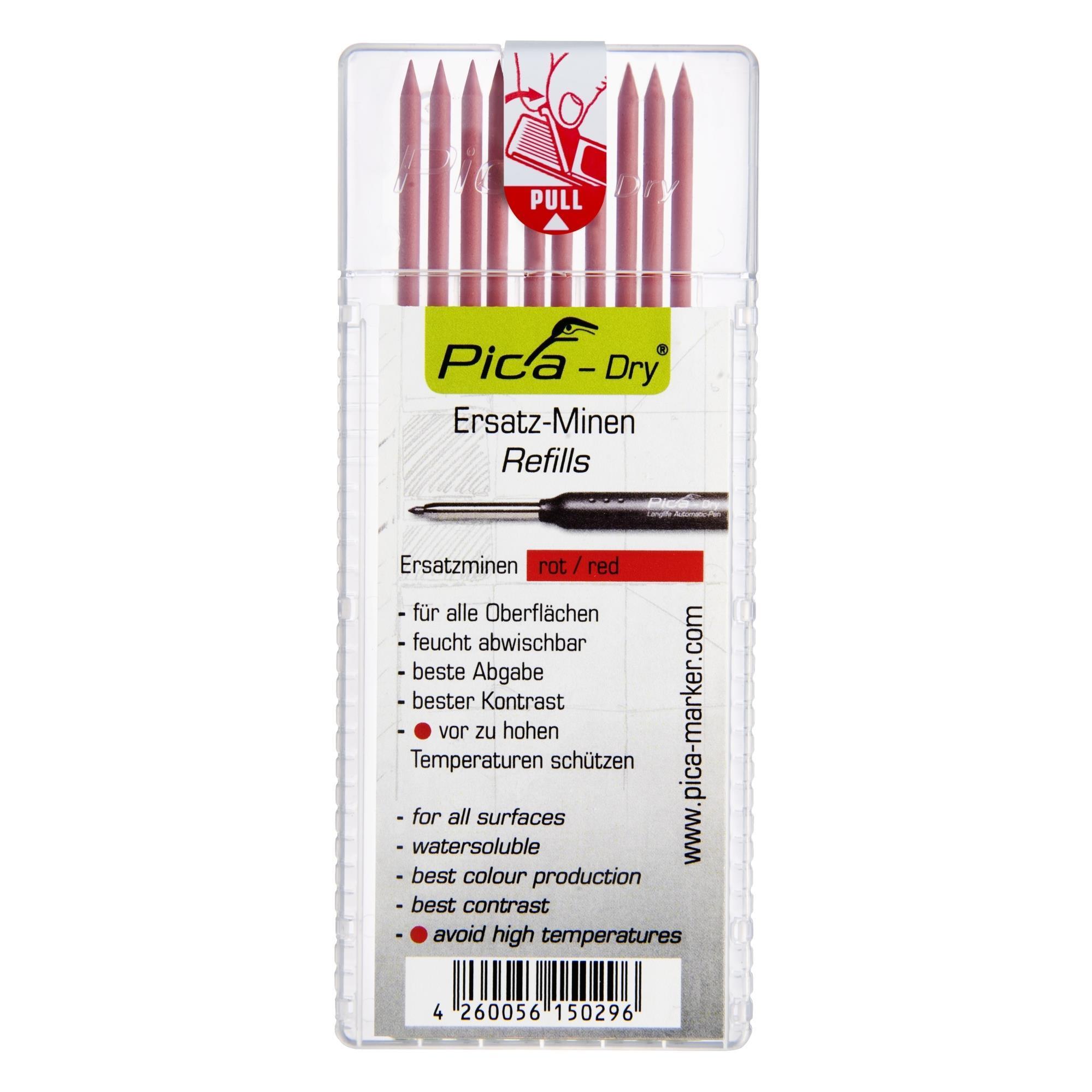 Pica Dry Ersatzminen 4031, 2,8 mm, rot, wasserlöslich, 10 Stück