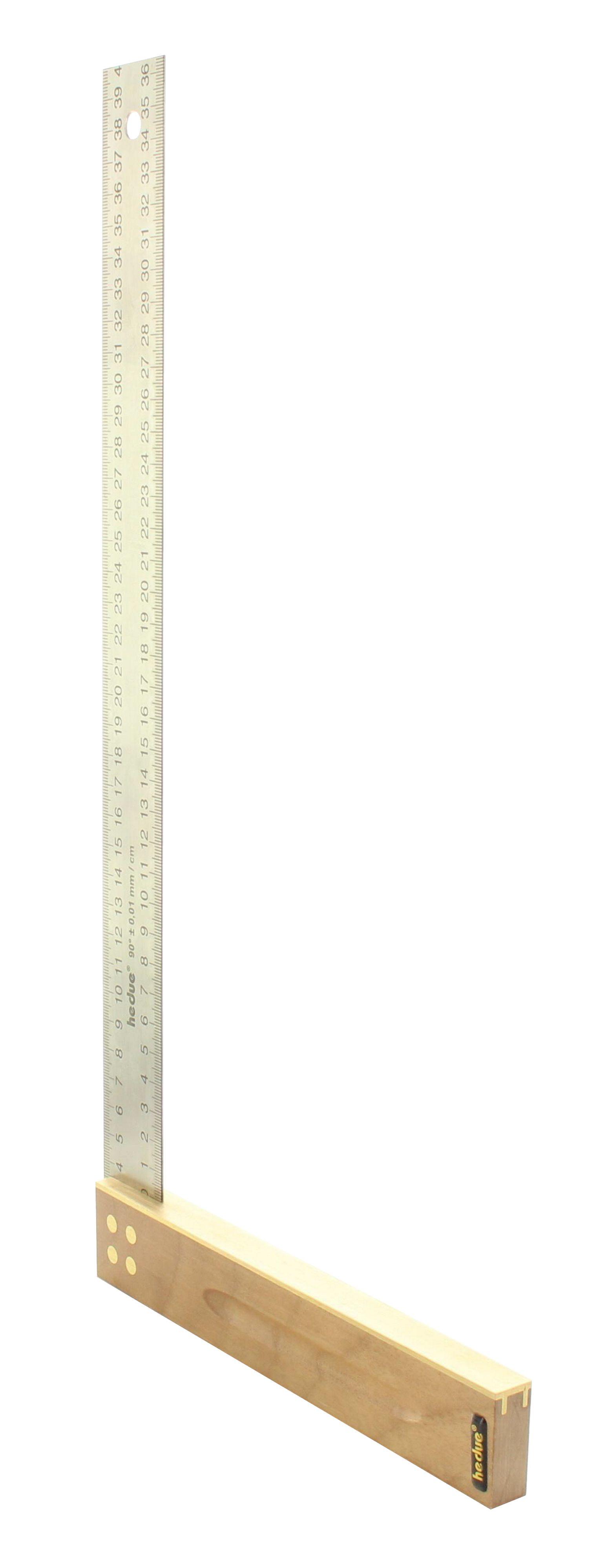hedue Tischlerwinkel Nussbaum 400 mm, Edelstahlblatt 35 mm, kalibriert 0,06°, Messingbeschlag