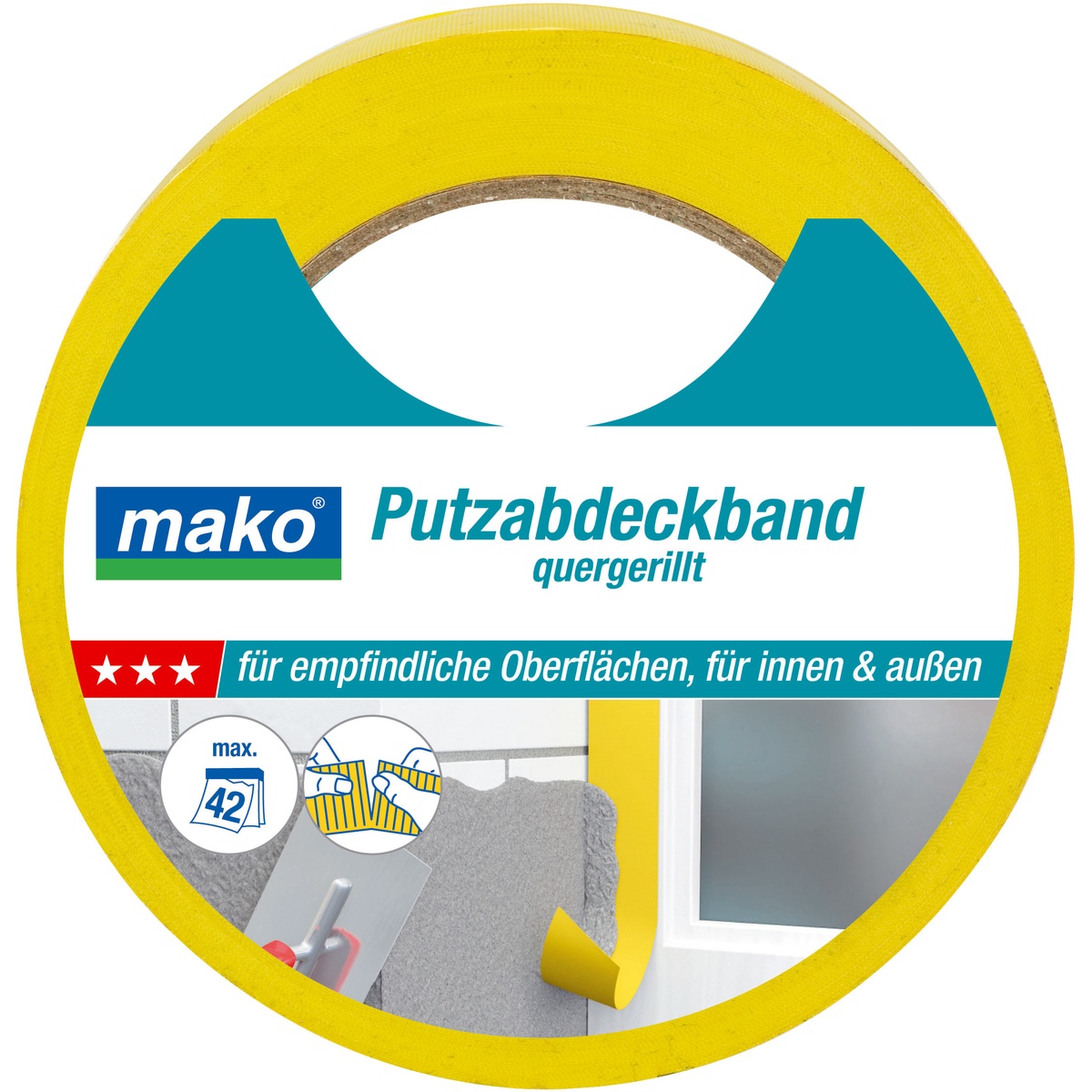 Mako Putz-Abdeckband, 38 mm x 33 m, gelb