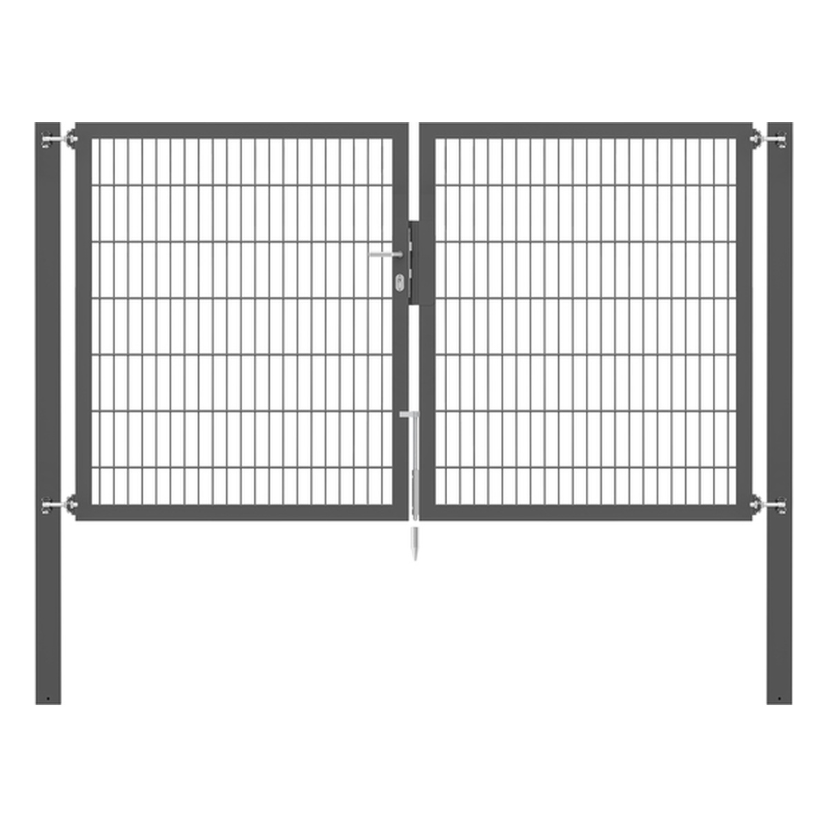 Alberts Doppeltor Flexo Plus, Typ 8/6/8, 1400 x 2500 mm, Pfosten: 100 x 100 mm, Stahl roh, feuerverzinkt, anthrazit kunststoffbeschichtet RAL 7016 - 1 Stk.