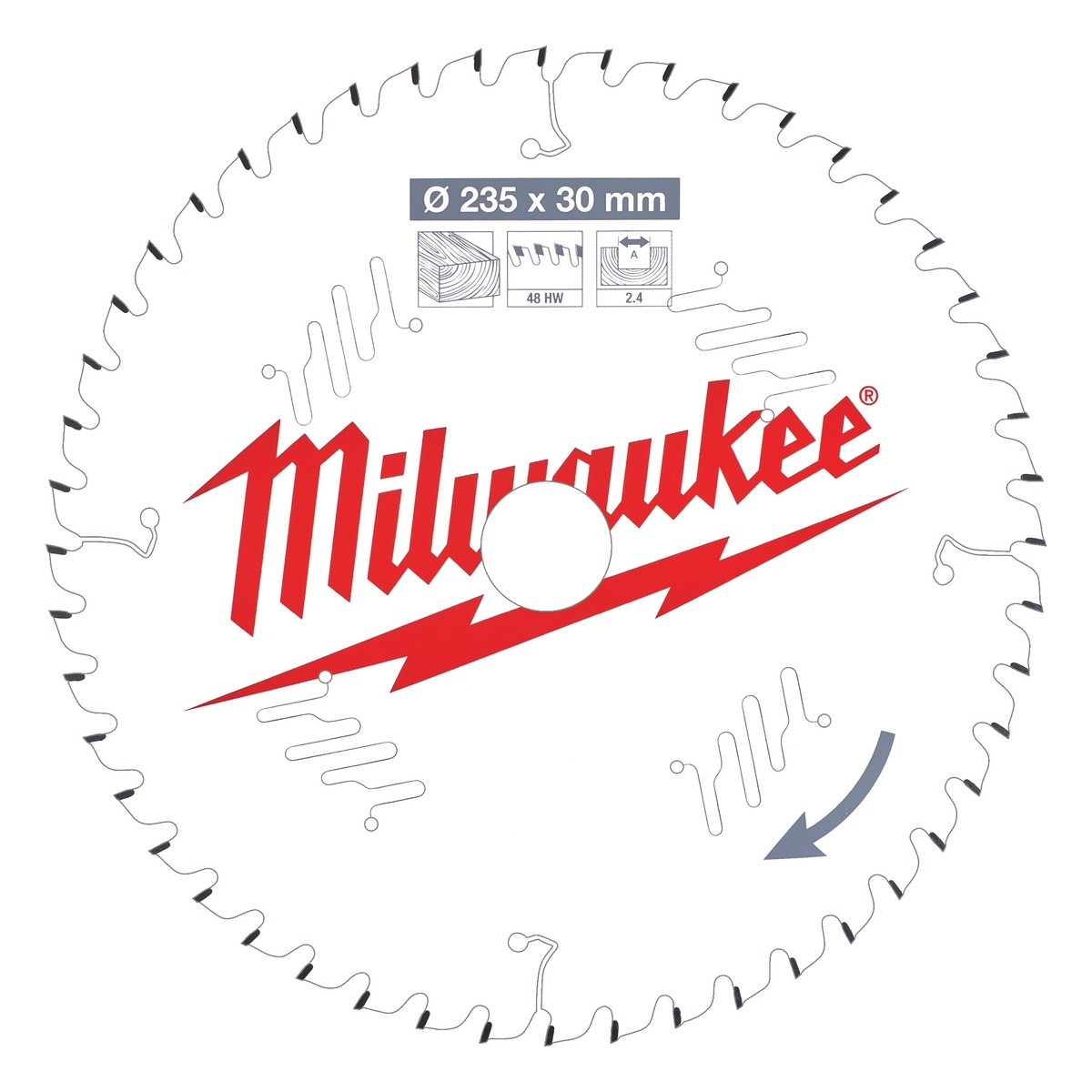 Milwaukee Kreissägeblatt Holz für Handkreissägen 235/30 mm Z48 Wechselzahn - 1 Stk.