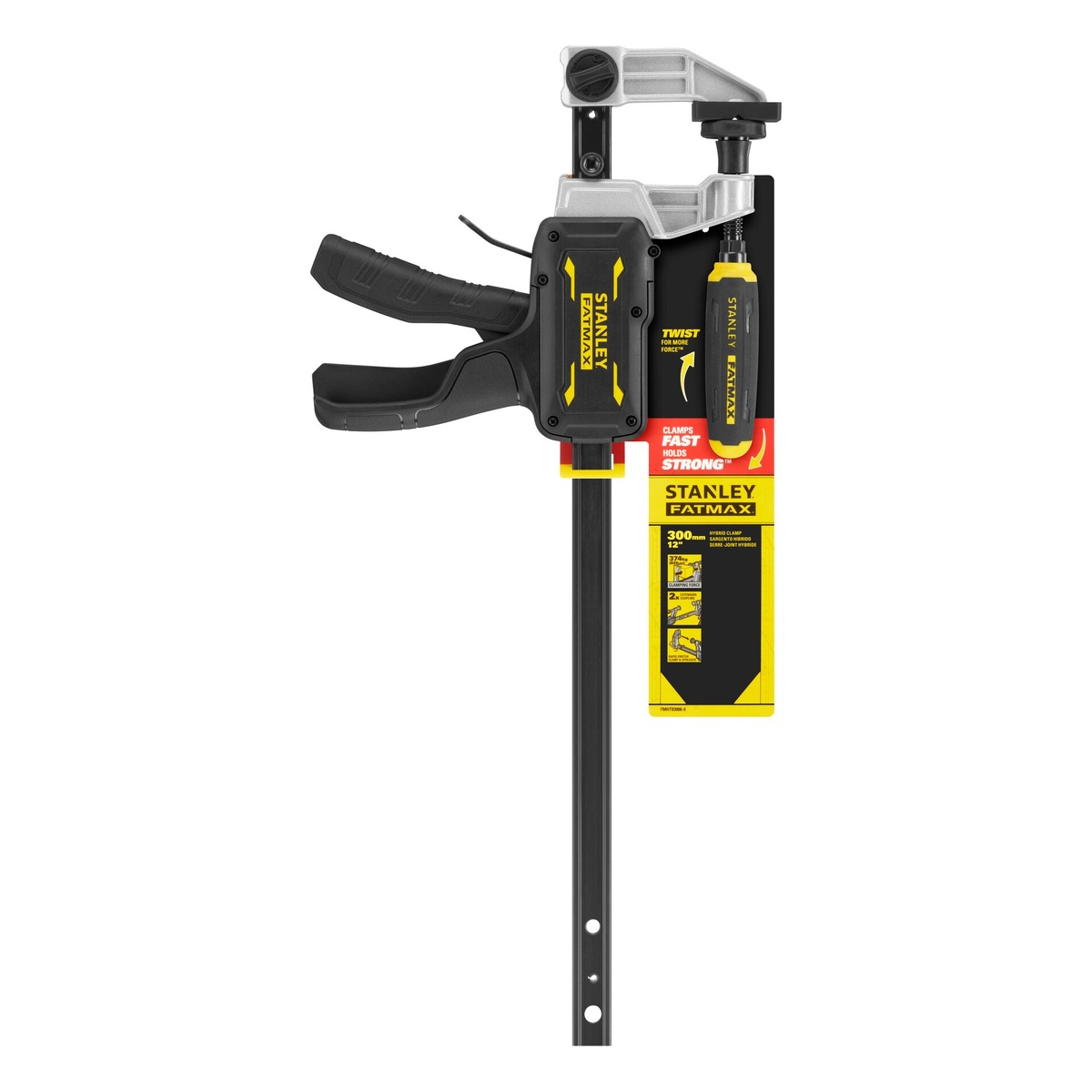 Stanley FATMAX Hybrid-Einhandzwinge mit Schraubgriff, Spannweite 300 mm, bis 374 kg Spannkraft