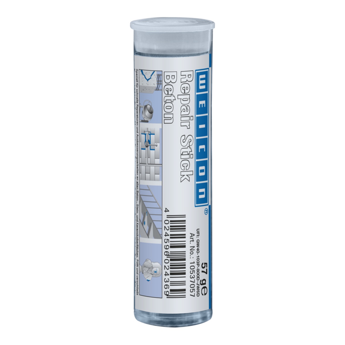 WEICON Repair Stick Beton Reparaturknete 2-K Epoxid 57 g, betongrau
