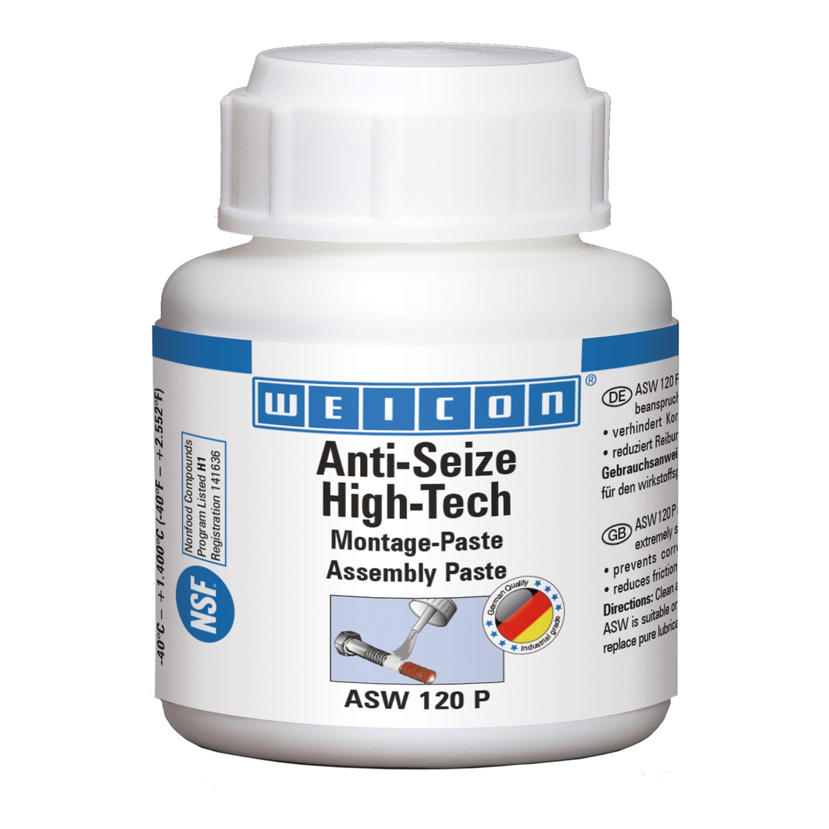 WEICON Anti-Seize High-Tech Montagepaste, metallfrei, NSF H1, 120 g