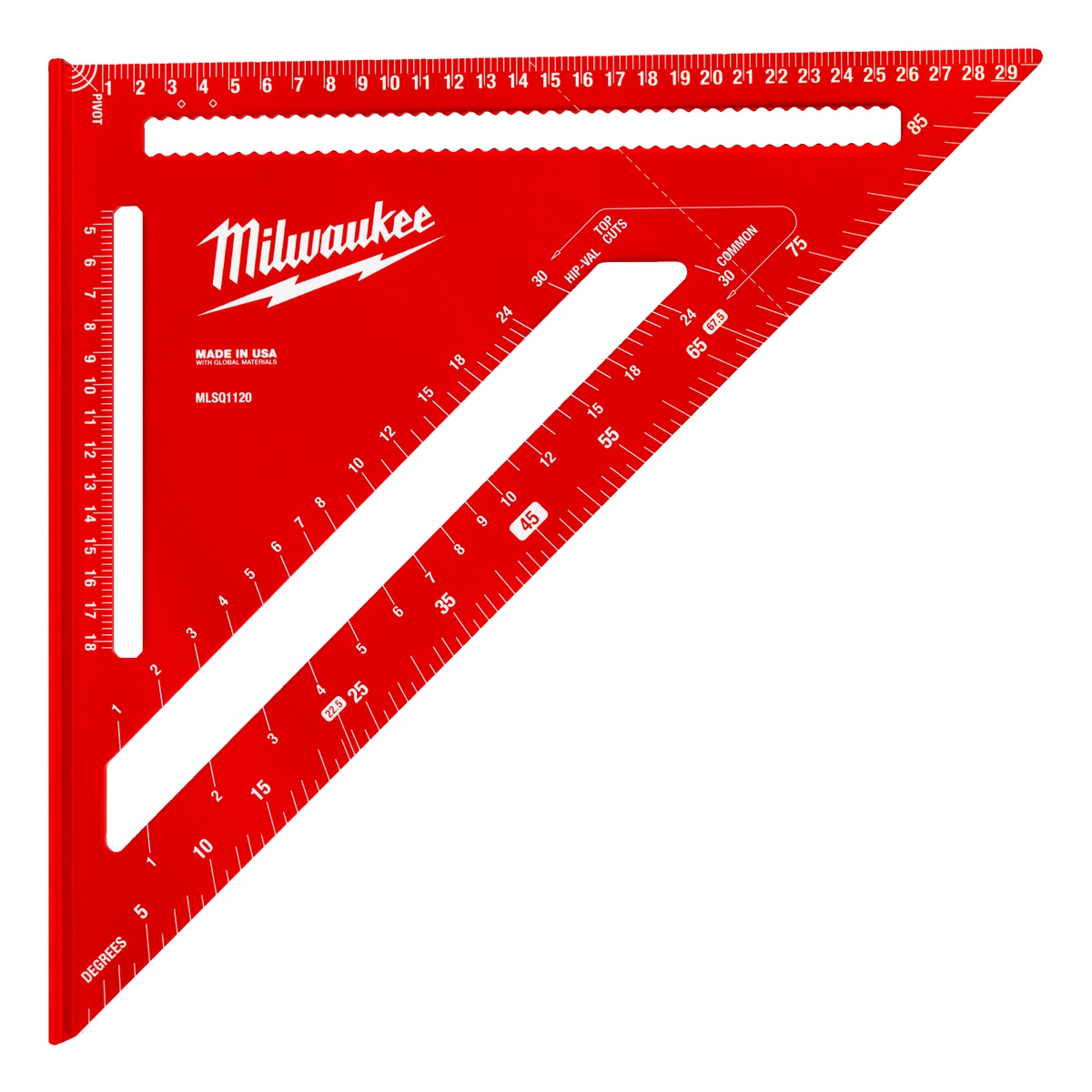 Milwaukee Anschlagwinkeldreieck Rafter Square, 30 cm, metrisch, Aluminium eloxiert, lasermarkierte Skala, Kerben