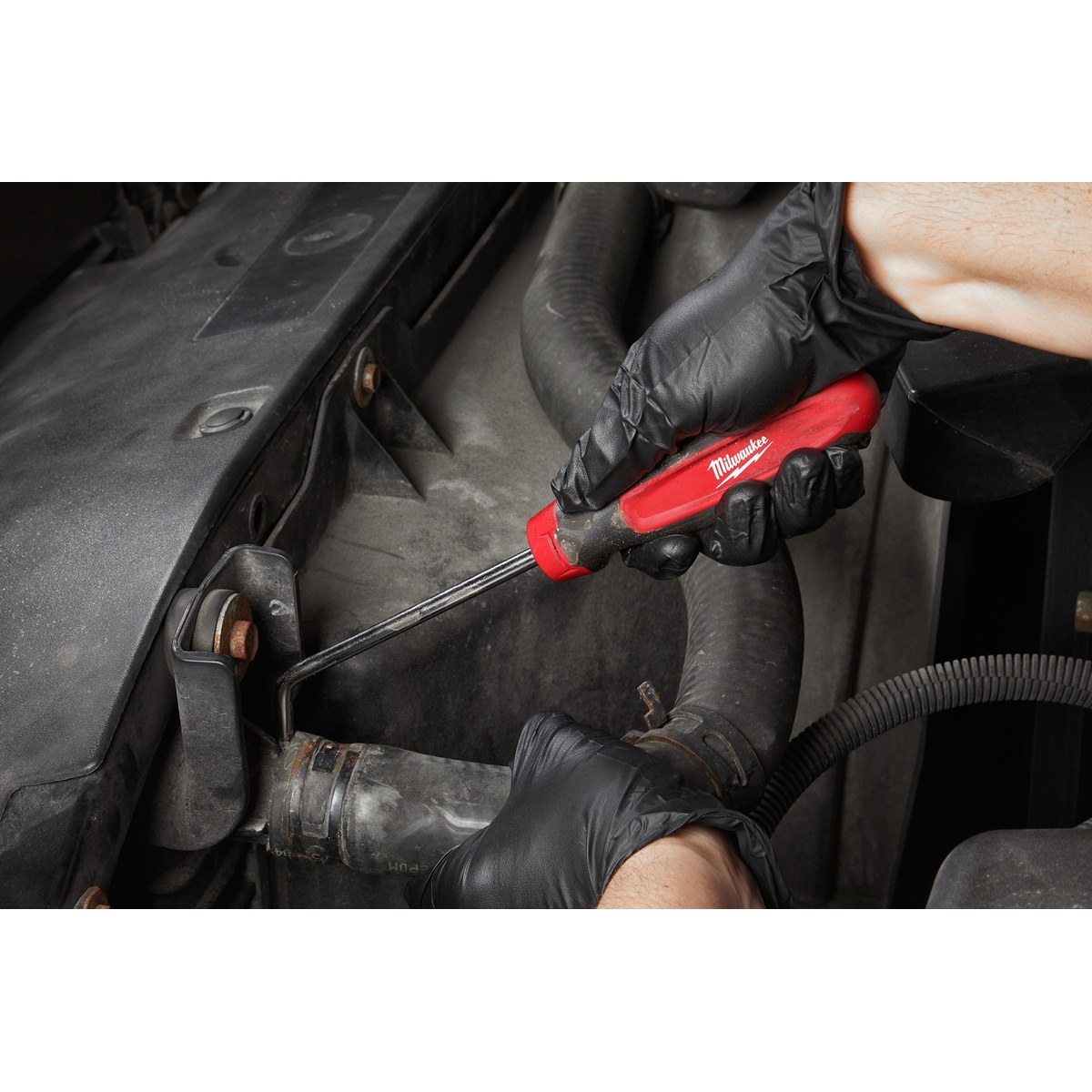 Milwaukee Montagehaken Heavy-Duty mit Hakenspitze, 248 mm, Vollmetall, verchromter Schaft, Komfortgriff