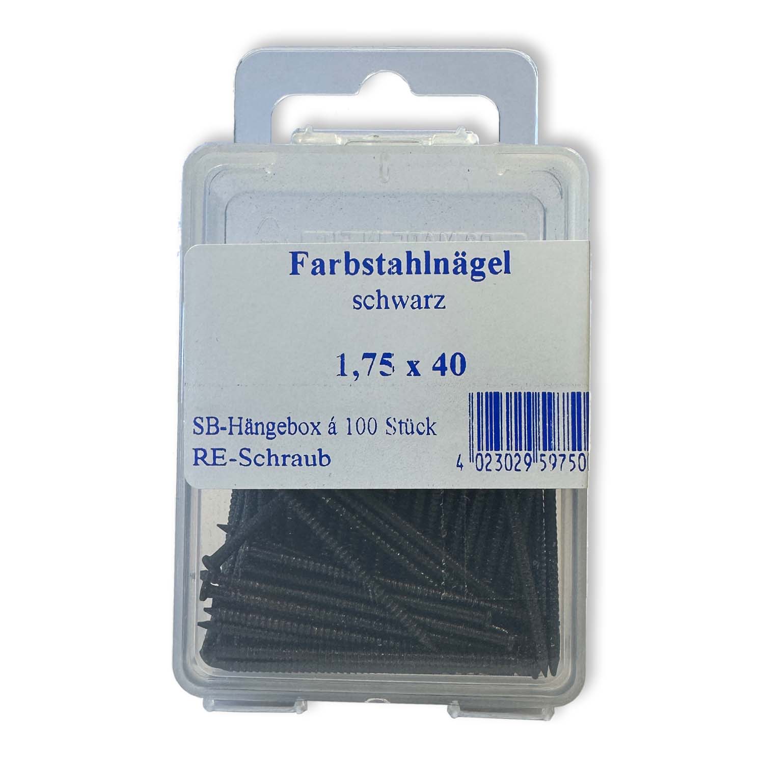 RE-Schraub Farbstahlnägel Schwarz, 1,75 x 40 mm - 100 Stk.