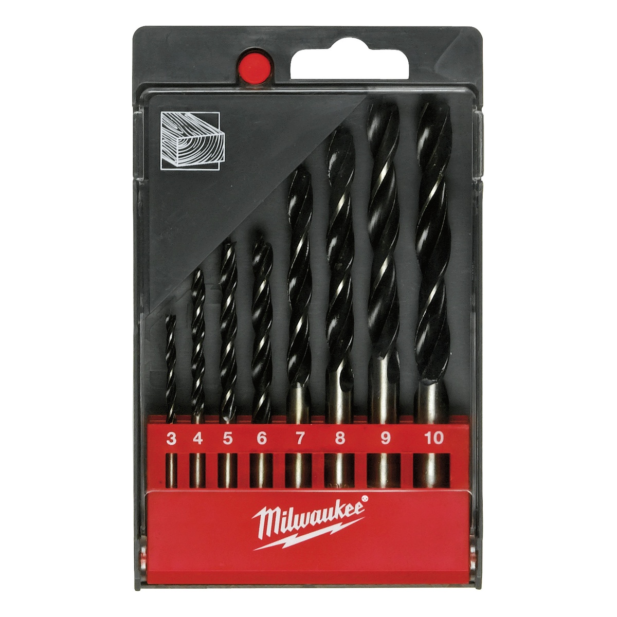 Milwaukee Holzspiralbohrer DIN 7487 E Kassette 8-teilig, 3/4/5/6/7/8/9/10 mm - 1 Stk. Milwaukee Holzspiralbohrer DIN 7487 E Kassette 8-teilig, 3/4/5/6/7/8/9/10 mm - 1 Stk.