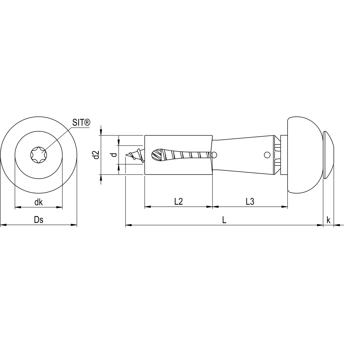 Reisser DSH-3-A Abstandsset 4,8x50 (17-20) mm, SD19, Edelstahl A2/Kunststoff, Teilgewinde, SIT20 - 100 Stk.