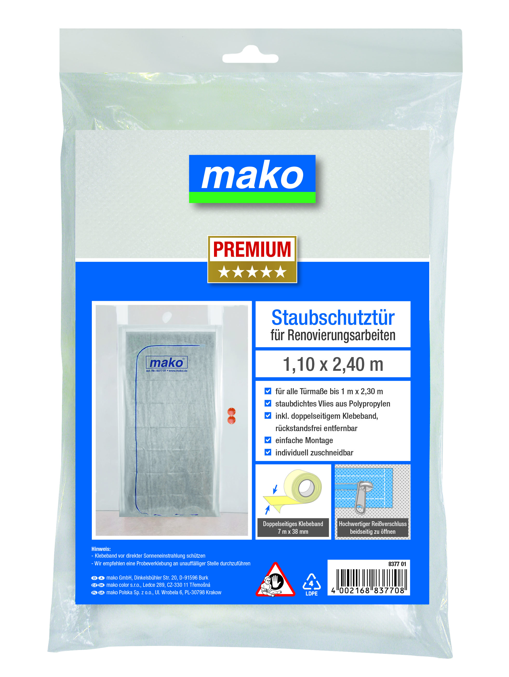 Mako Staubschutztür 2,4 m x 1,1 m Mako Staubschutztür 2,4 m x 1,1 m