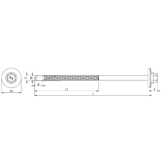 Trapezblech-Bohrschraube 6,3x175 mm Bohrleistung: 1,5-6,0 mm Stahlunterkonstruktion, Reisser REFABO Plus RP-K Edelstahl A2 Bohrspan - 100 Stk.