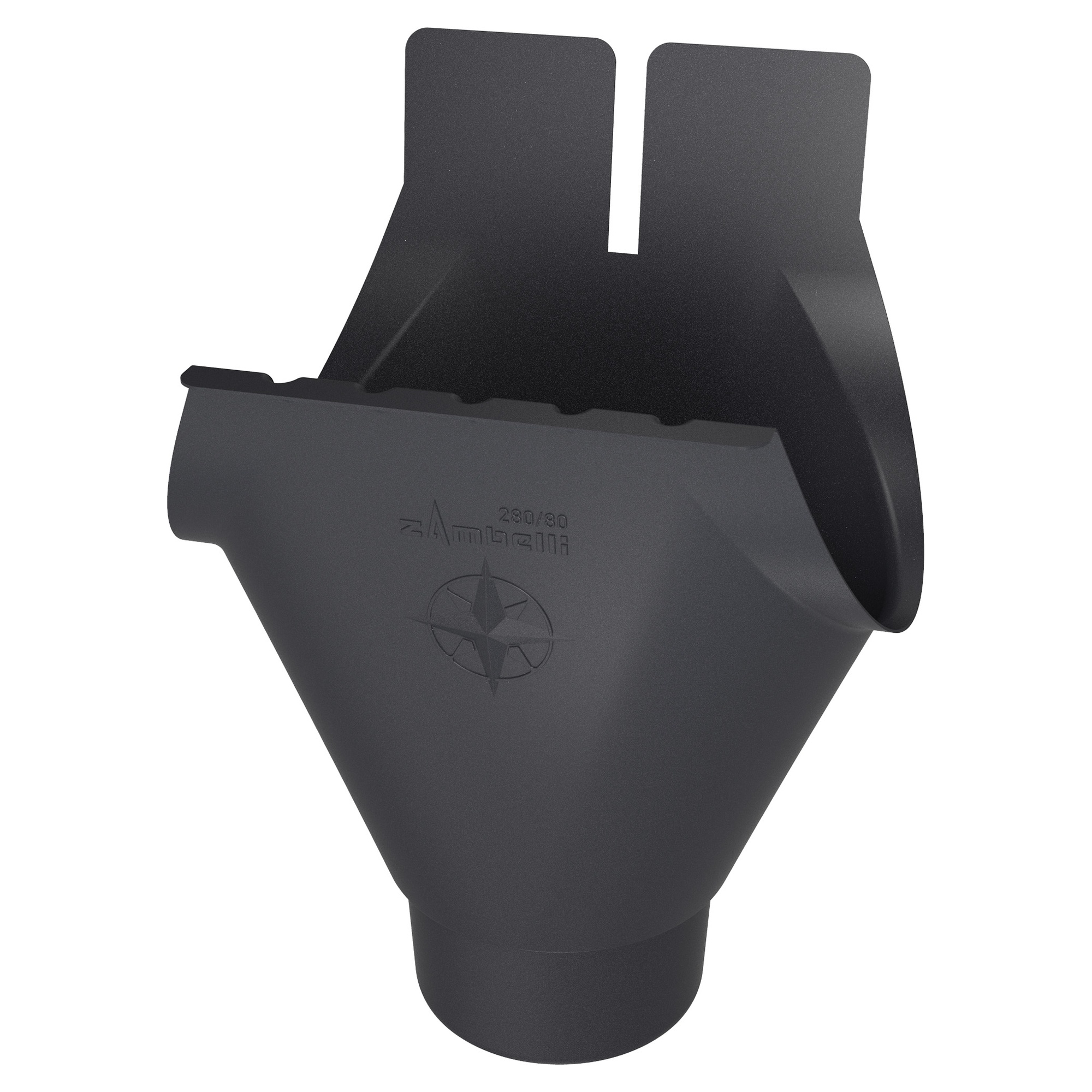 Zambelli Rinnenstutzen Meister-Stutzen oval 250/80, 8-teilig, Anthrazit RAL 7016, COLORDUR, hinten gefalzt, mit Zambelli-Logo - 1 Stk.