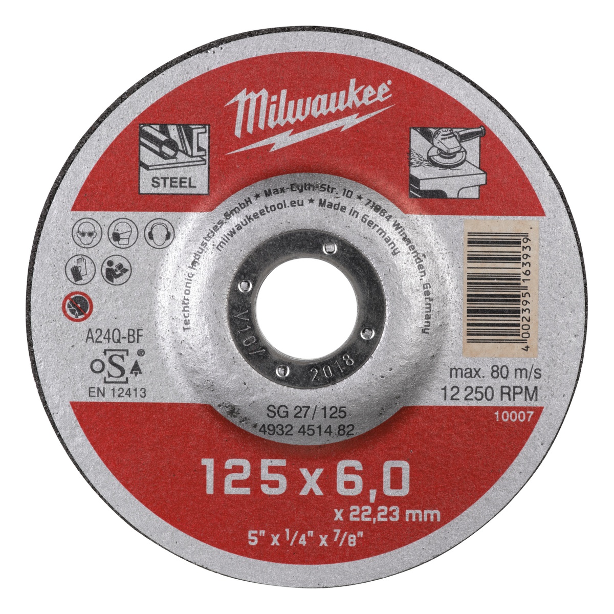 Milwaukee Schruppscheibe Contractor 125 mm SG27 6 mm gekröpft - 1 Stk. Milwaukee Schruppscheibe Contractor 125 mm SG27 6 mm gekröpft - 1 Stk.