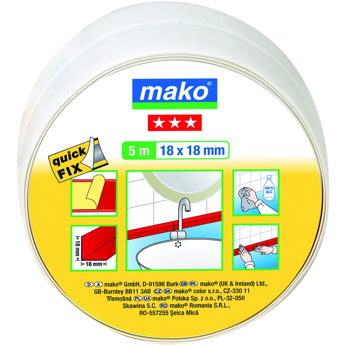 Mako Knickwinkel selbstklebend, 18 x 18 mm, 5 m, weiß