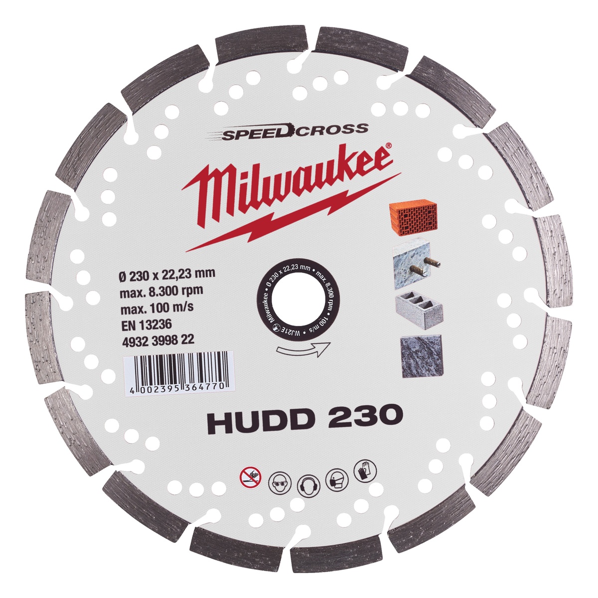 Milwaukee Speedcross Diamanttrennscheibe HUDD 230 mm für harte Materialien - 1 Stk. Milwaukee Speedcross Diamanttrennscheibe HUDD 230 mm für harte Materialien - 1 Stk.