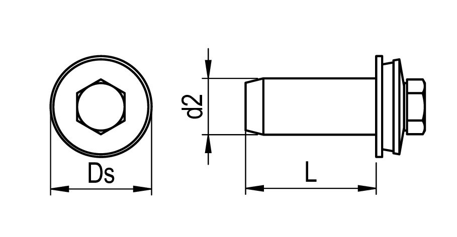 Reisser FixFlex 9,5x16 mm, E16, Edelstahl A2/EPDM, Vollgewinde, SW8 ...